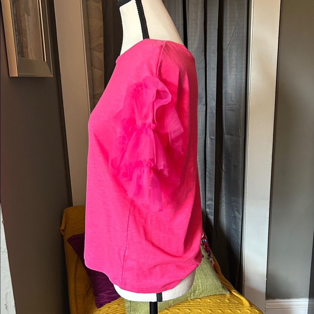 Lea & Viola Fuchsia Ruffle Sleeve Tee - Picture 2 of 5